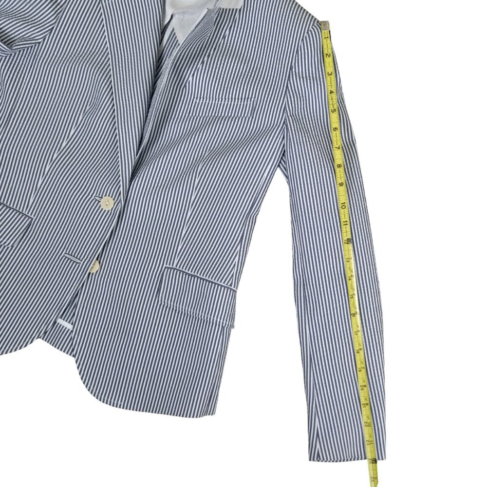 Classic Calvin Klein Blue White Seersucker Jacket 6 Lightweight Pockets Like New - Picture 11 of 12